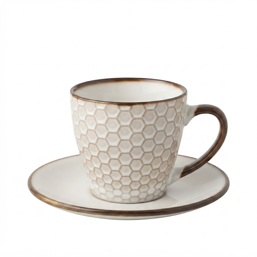 Danny Home Honeycomb Pattern Cup and Saucer 6 Pieces Set at Zubaidas Homestore