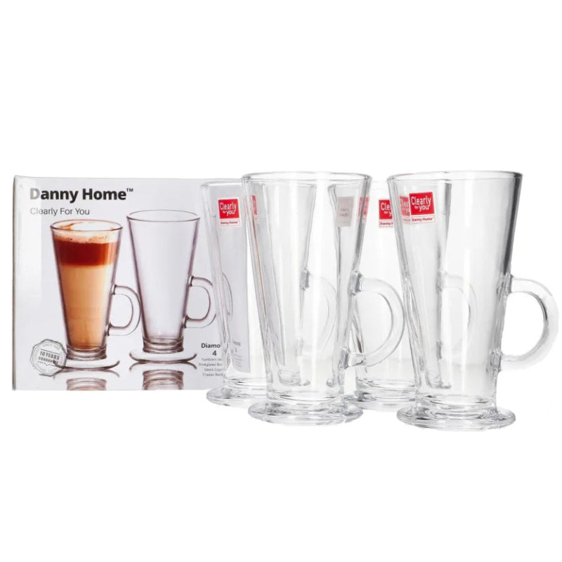 Danny Home Latte Glass Mug 4 Pieces Set 290ml at Zubaidas Homestore
