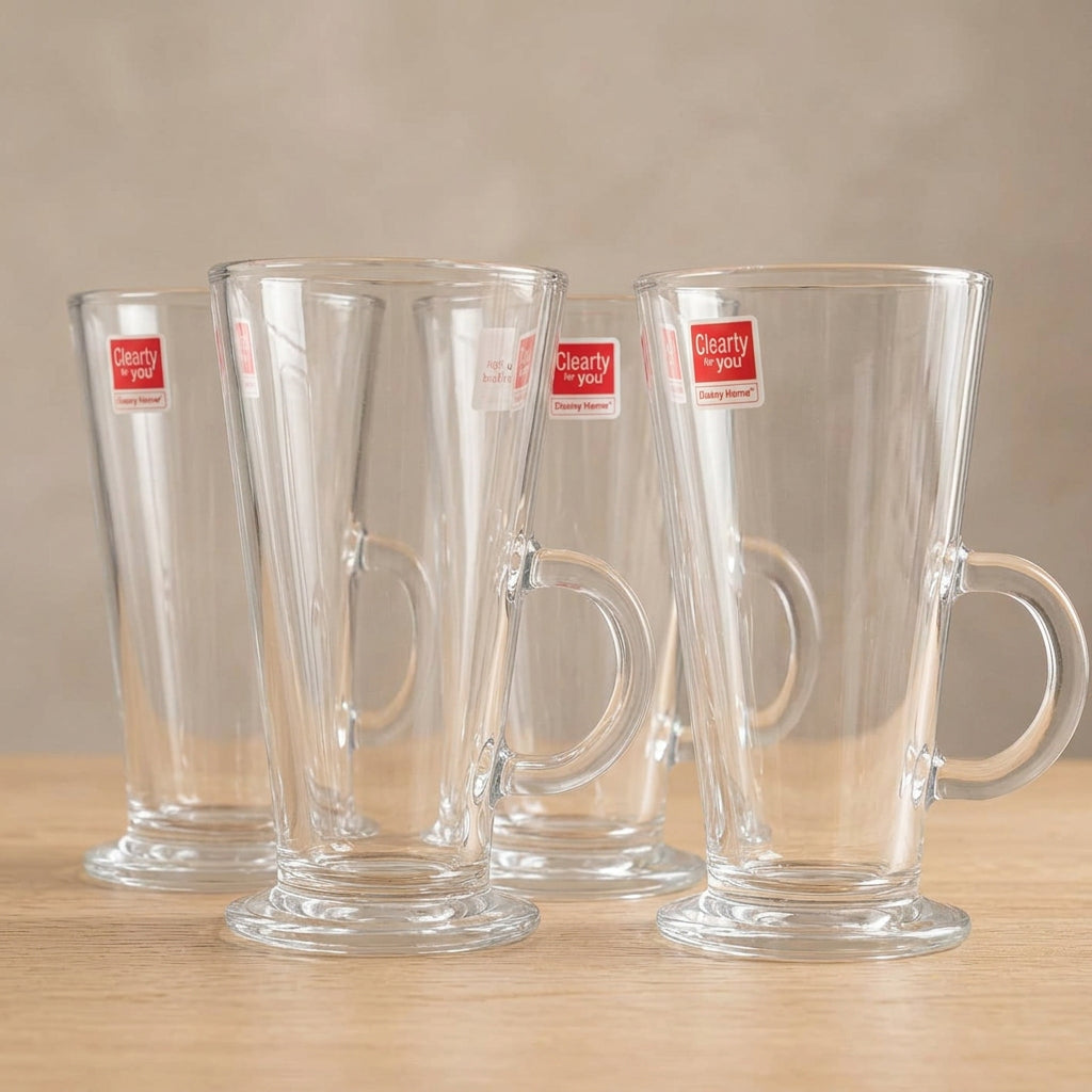 Danny Home Latte Glass Mug 4 Pieces Set 290ml at Zubaidas Homestore