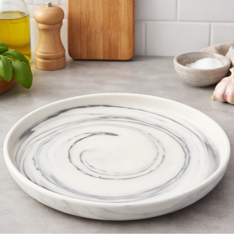 Danny Home Marble Swirl Round Dessert Plate 20.3cm at Zubaidas Homestore
