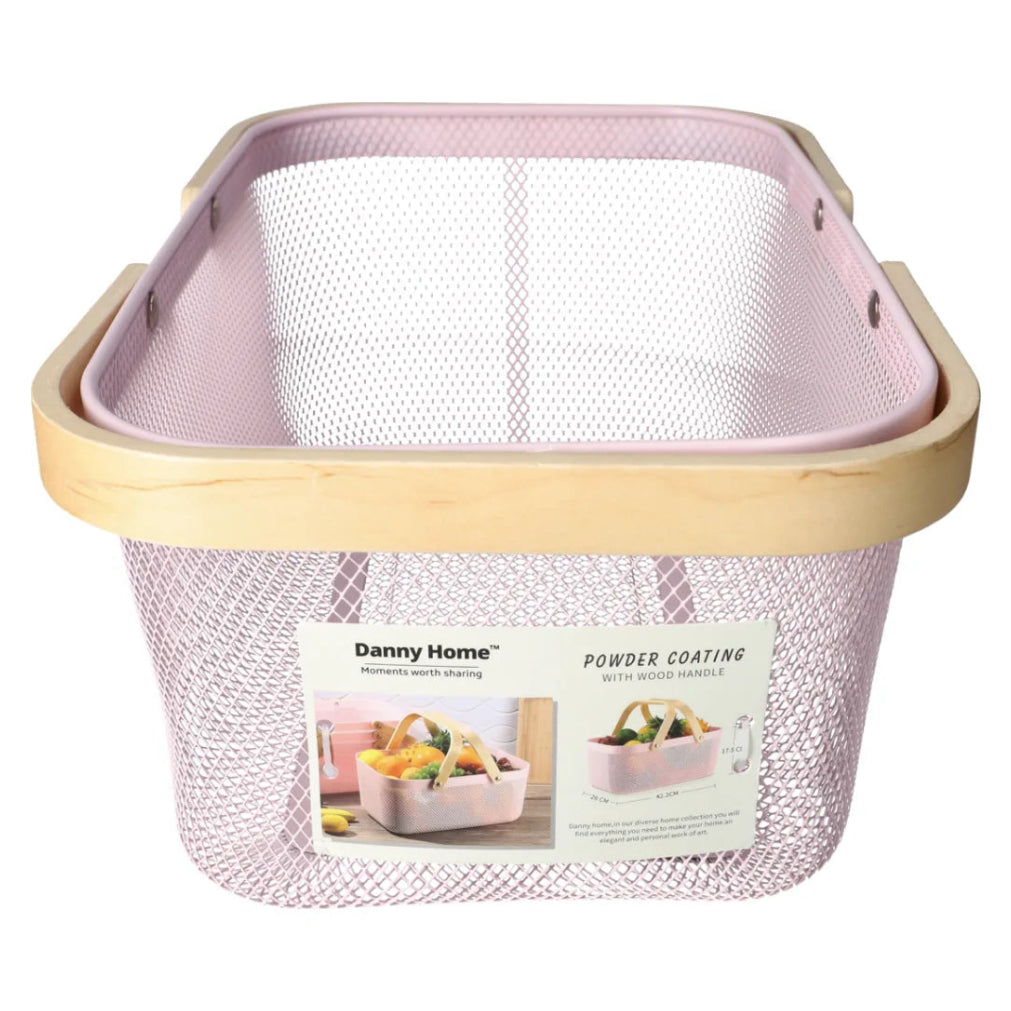 Danny Home Mesh Stainless Steel Storage Basket 42.2cm Pink at Zubaidas Homestore Pakistan
