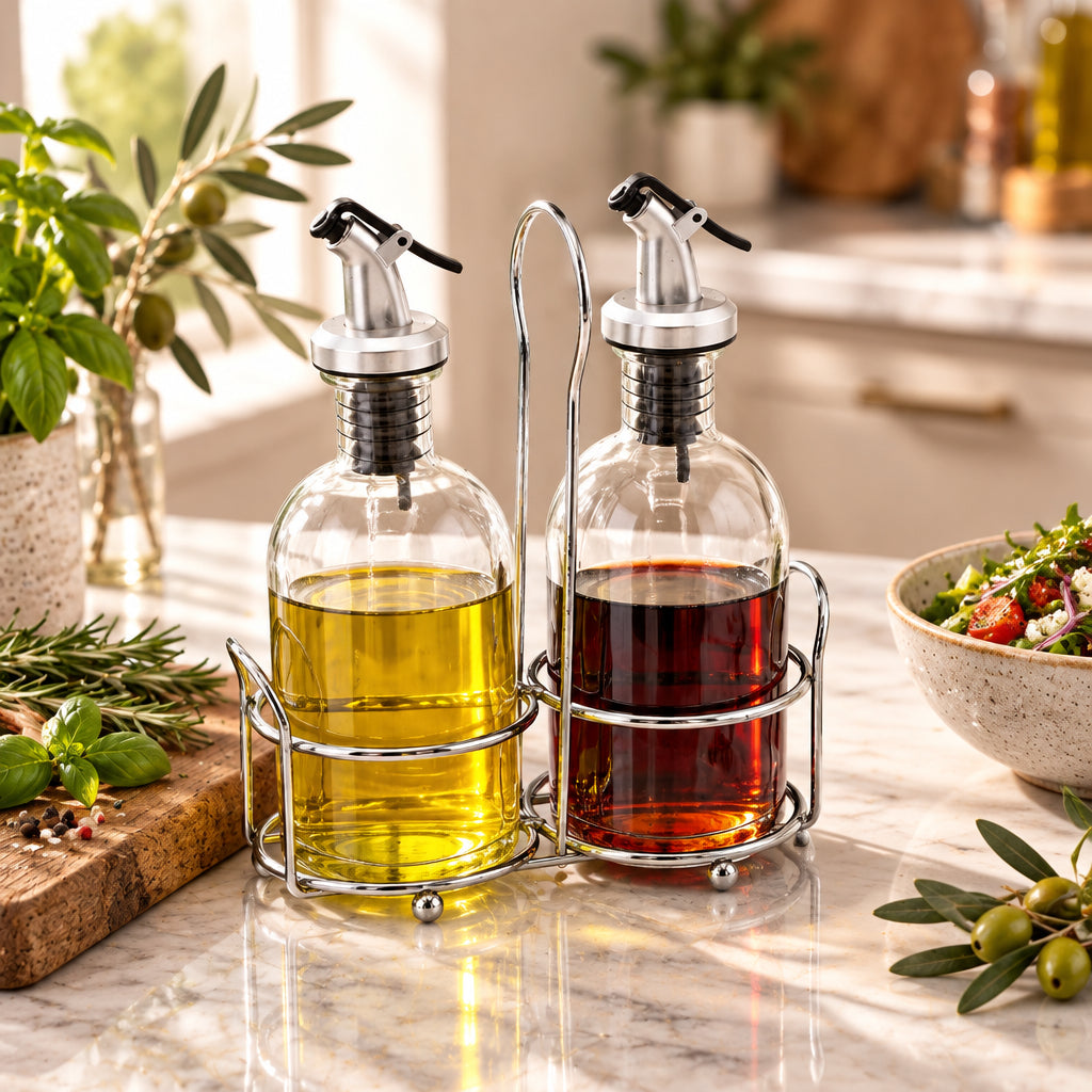 Danny Home Oil and Vinegar Dispenser Glass Bottle 3 Pieces Set 260ml at Zubaidas Homestore