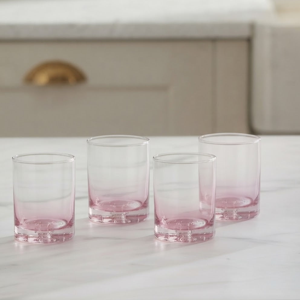 Danny Home Ombre Pink 4 Pieces Glass Set 410ml at Zubaidas Homestore
