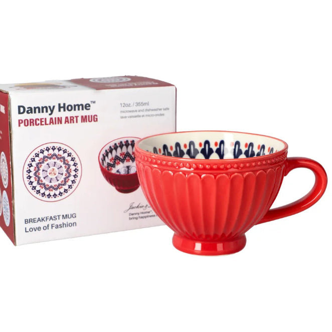 Danny Home Porcelain Clover Art Cup 355ml Red at Zubaidas Homestore