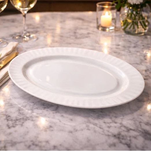 Danny Home Porcelain Oval Plate 35cm White at Zubaidas Homestore