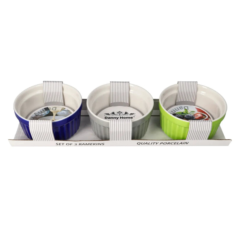 Danny Home Porcelain Ramekin Bowl 3 Pieces Set 11cm at Zubaidas Homestore