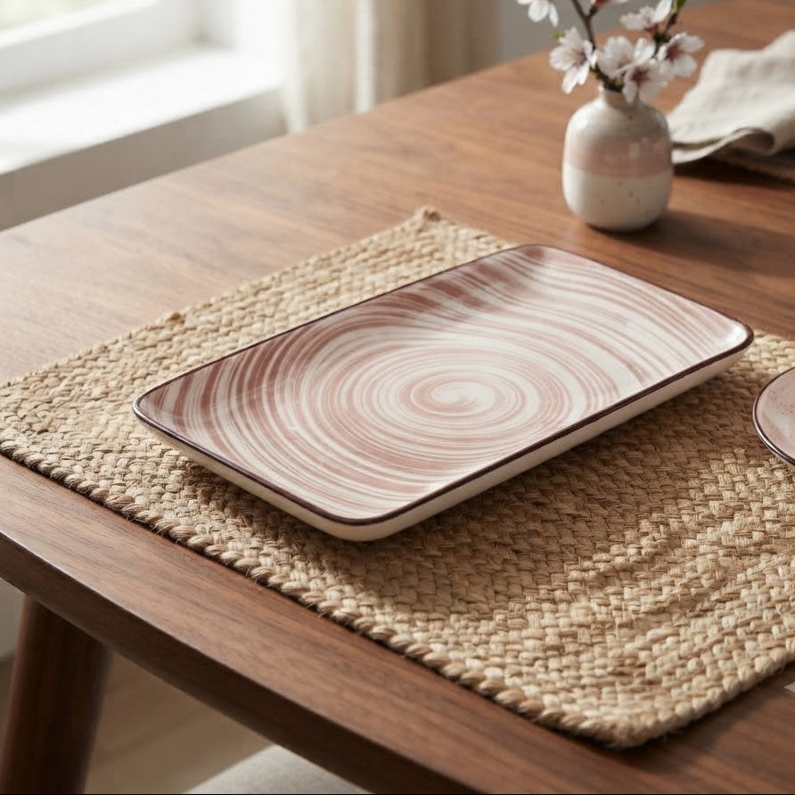 Danny Home Rectangular Platter Brown Swirl Pattern 17cm at Zubaidas Homestore Pakistan