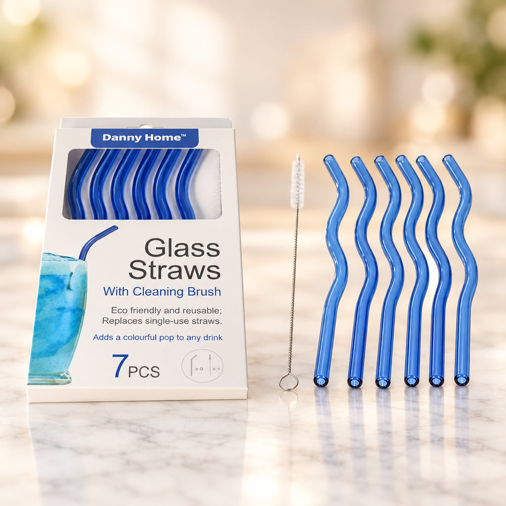 Danny Home Reusable Glass Straw with Brush 7 Pieces Set at Zubaidas Homestore