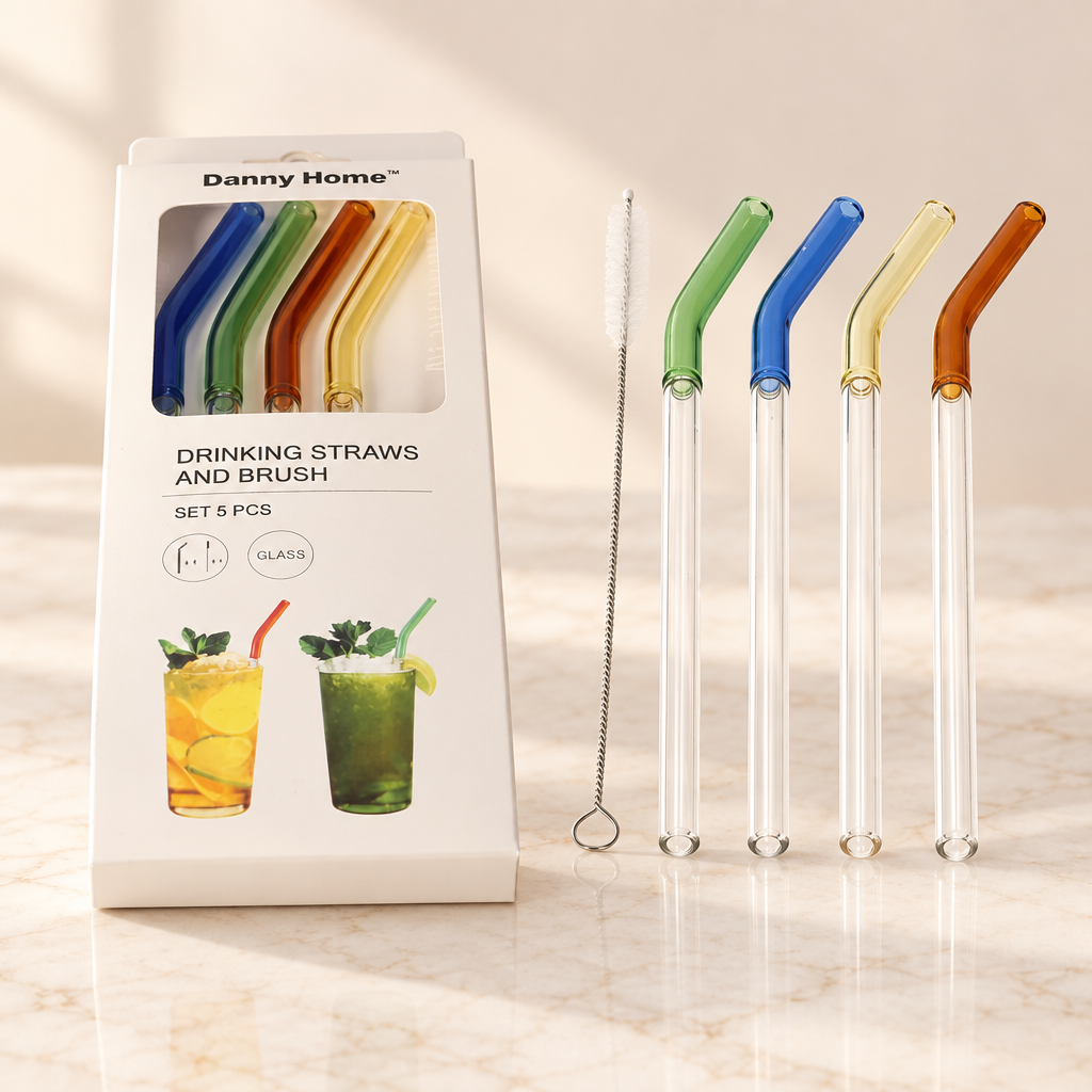 Danny Home Reusable Glass Straws With Brush at Zubaidas Homestore