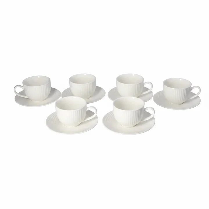 Danny Home Ribbed Design Cup and Saucer 6 Pieces Set at Zubaidas Homestore - House of the Best Collection of Tea Sets in Pakistan