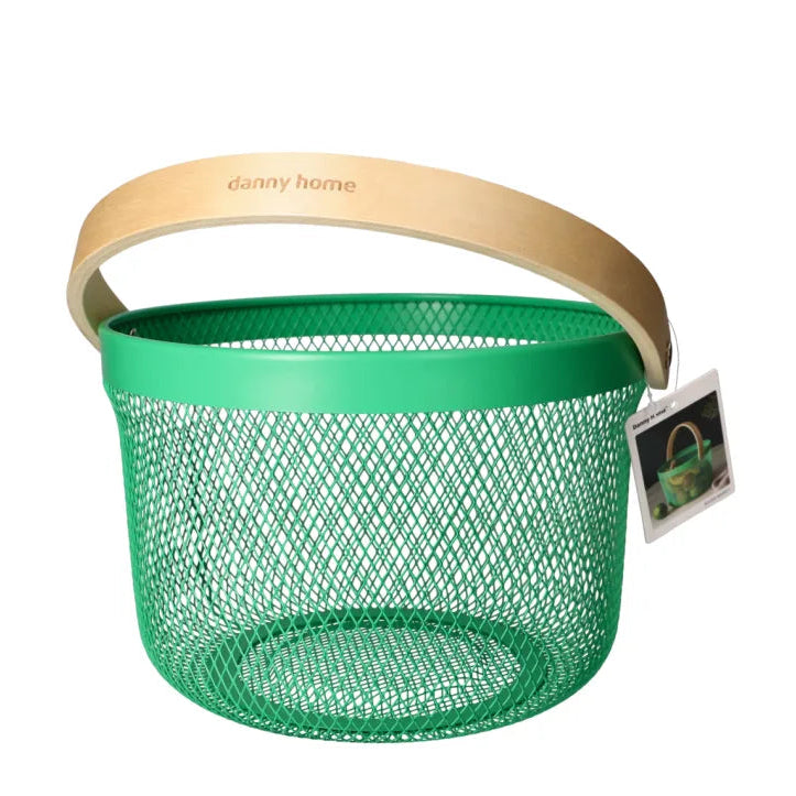 Danny Home Round Metal Mesh Steel Basket 26cm Green at Zubaidas Homestore Pakistan