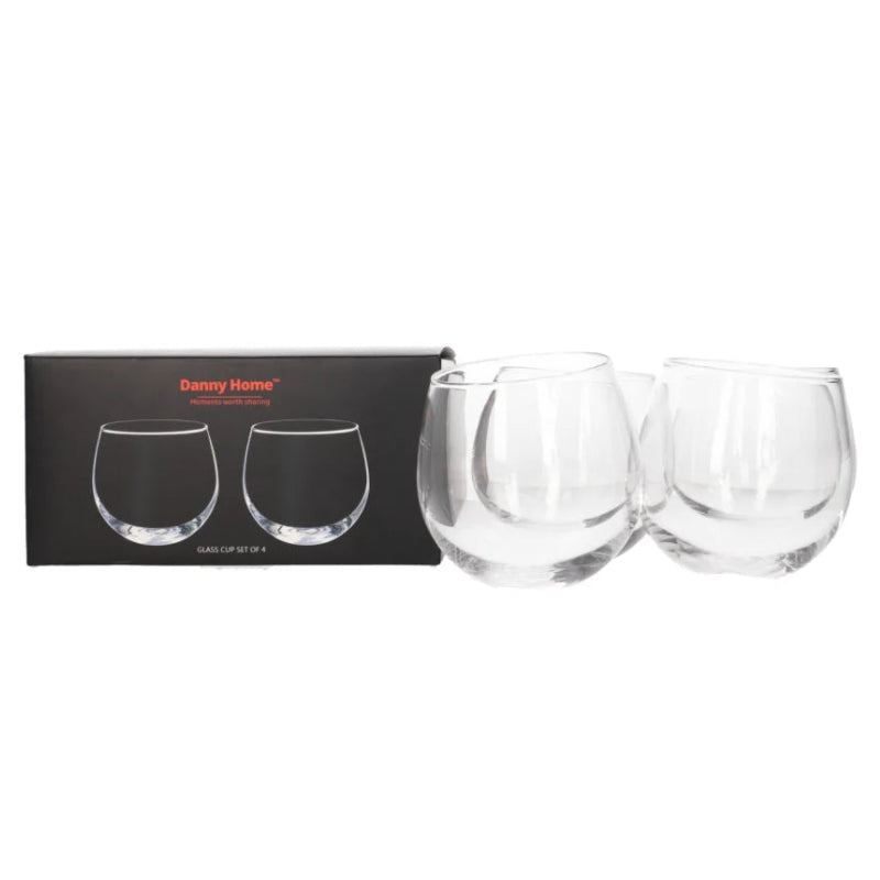 Danny Home Round Rocking Whisky Glass 4 Pieces Set 380ml at Zubaidas Homestore