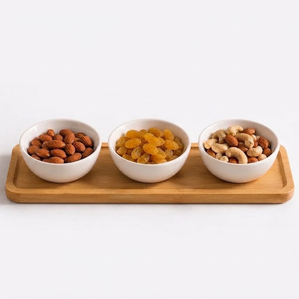 Danny Home Snack Bowl and Bamboo Tray 4 Pieces Set at Zubaidas Homestore Pakistan