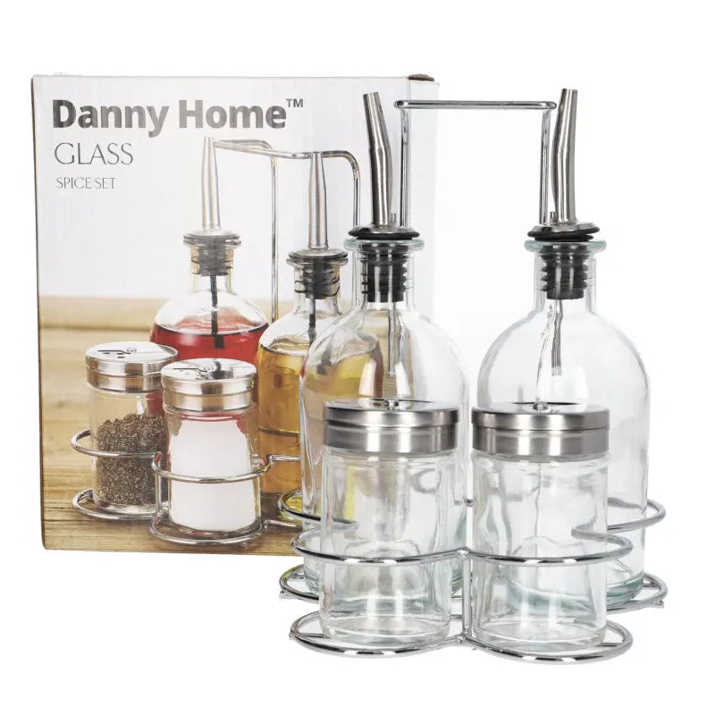 Danny Home Spice and Oil Bottle Dispenser 5 Pieces Set at Zubaidas Homestore