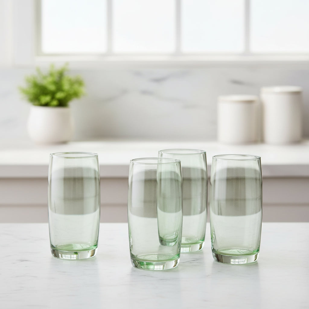 Danny Home Tall Green 4 Pieces Glass Set 410ml at Zubaidas Homestore