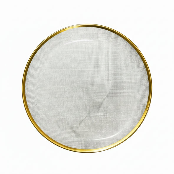 Danny Home Textured Glass Dessert Plate With Gold Rim 26cm at Zubaidas Homestore Pakistan