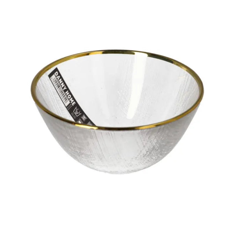 Danny Home Textured Glass Salad Bowl with Gold Rim 15cm Zubaidas Homestore Pakistan