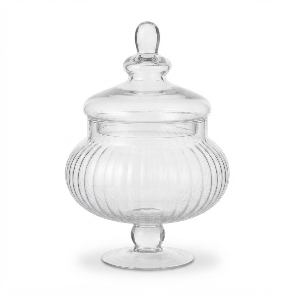Danny Home Transparent Ribbed Decorative Glass Jar at Zubaidas Homestore Pakistan