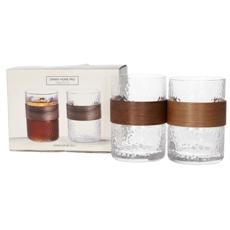 Danny Home Whisky Glass Wood Handle 2 Pieces Set 310ml at Zubaidas Homestore