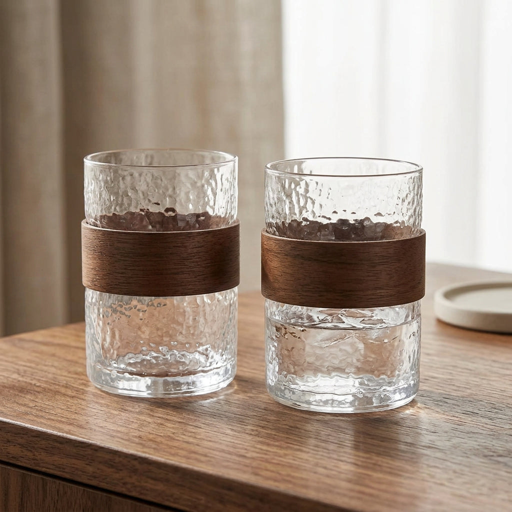 Danny Home Whisky Glass Wood Handle 2 Pieces Set 310ml at Zubaidas Homestore