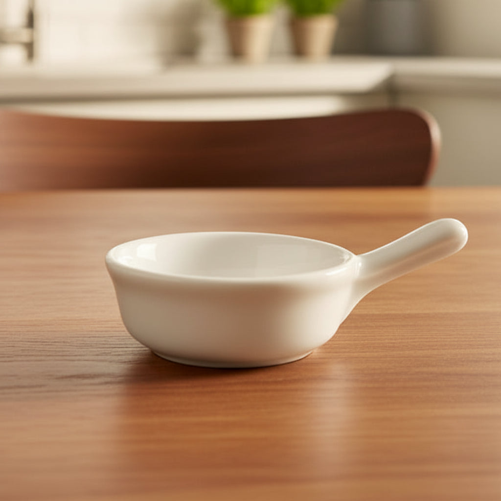 Danny Home White Ceramic Handle Sauce Dish 10cm at Zubaidas Homestore
