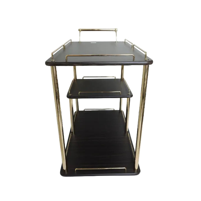 Dark Brown Wood 3-Tier Rolling Serving Trolley at Zubaidas Homestore Best for Home Shopping