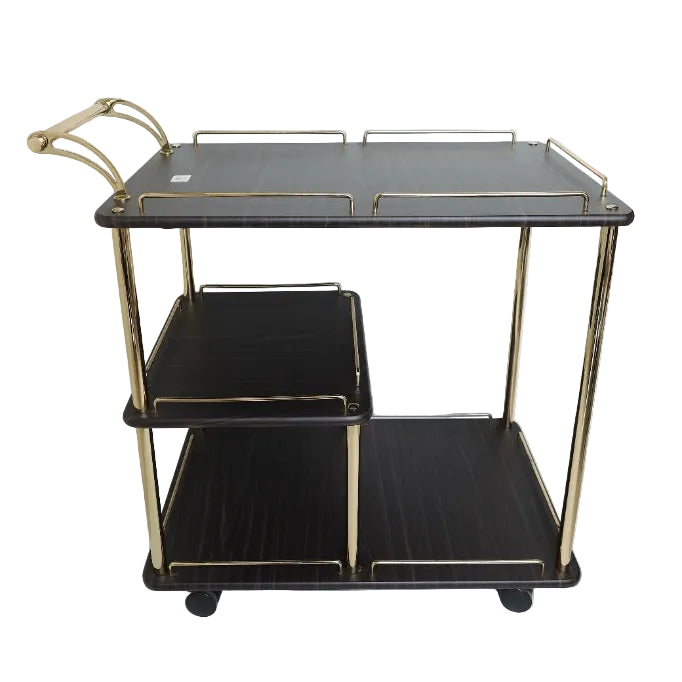 Dark Brown Wood 3-Tier Rolling Serving Trolley at Zubaidas HomestoreOnline Pakistan