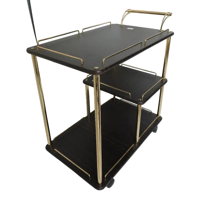 Dark Brown Wood 3-Tier Rolling Serving Trolley at Zubaidas Homestore