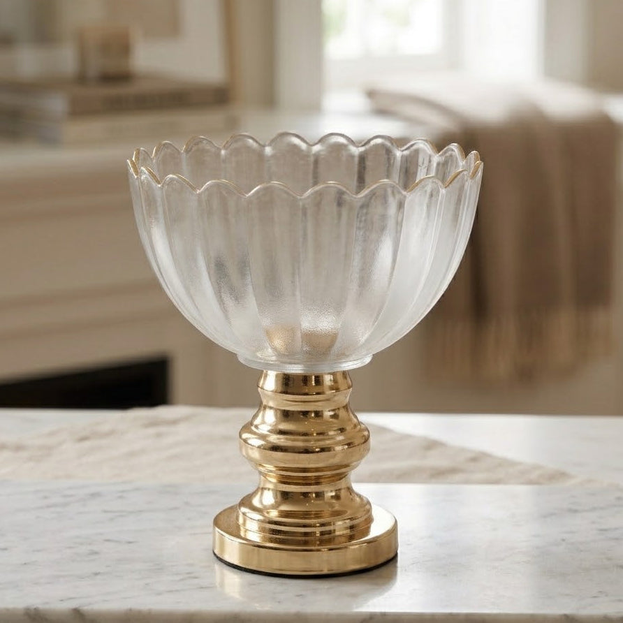 Decorative Bowl with Gilded Pedestal at Zubaidas Homestore
