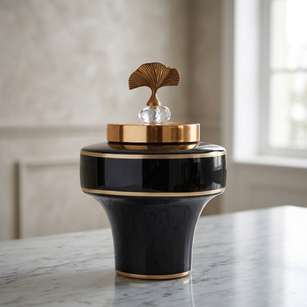 Decorative Jar with Golden Lid at Zubaidas Homestore