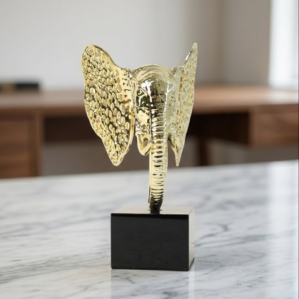 Decorative Elephant Head Sculpture Golden at Zubaidas Homestore