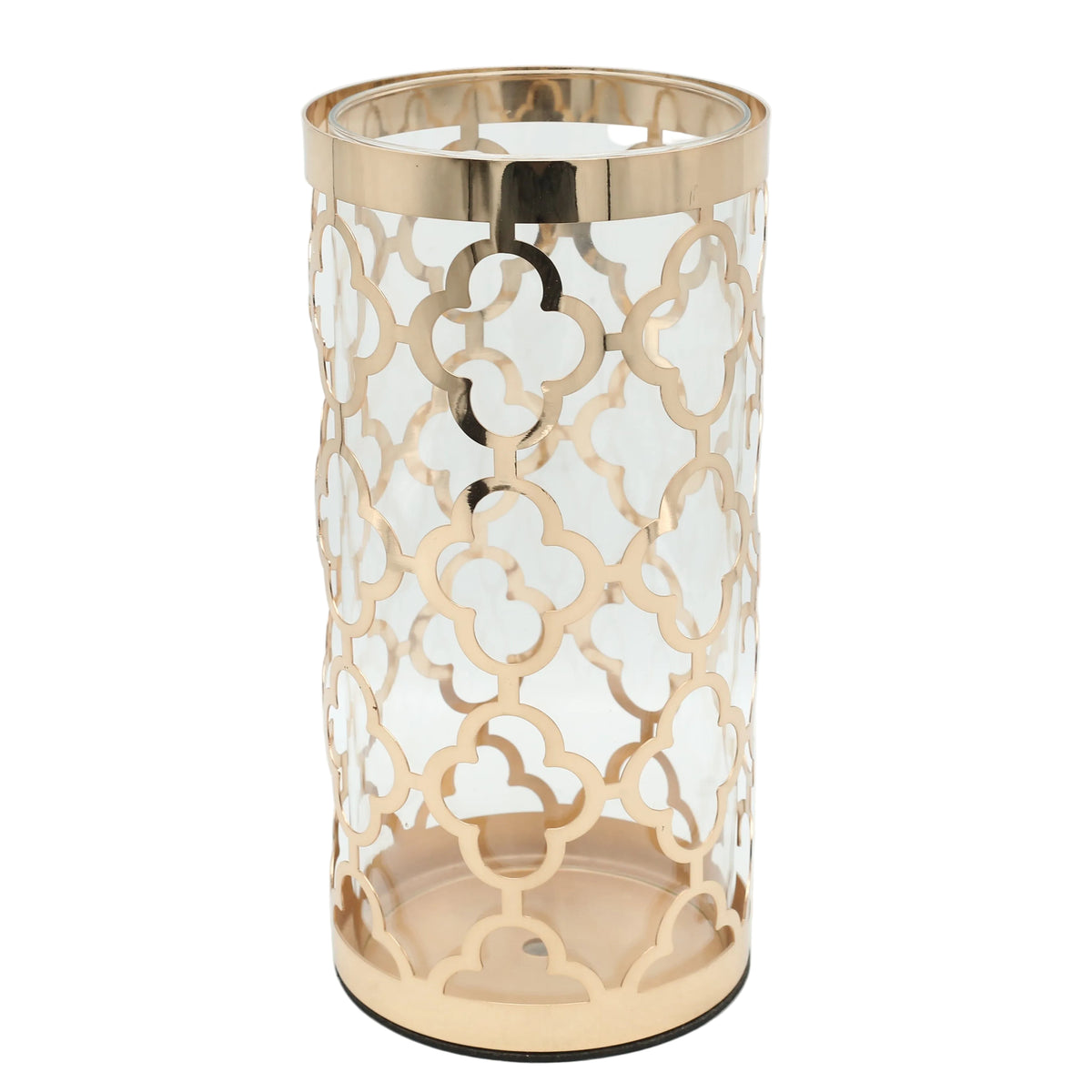 Decorative Glass Vase with Golden Metal Lattice Frame at Zubaidas Homestore Pakistan