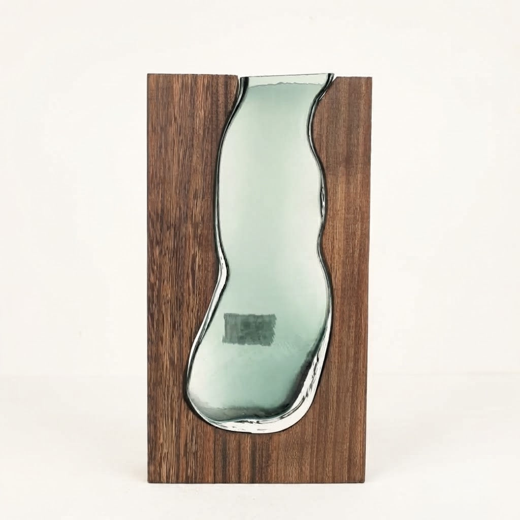Decorative Glass Vase with Wooden Art at Zubaidas Homestore - House of The Biggest Collection of Decor in Pakistan