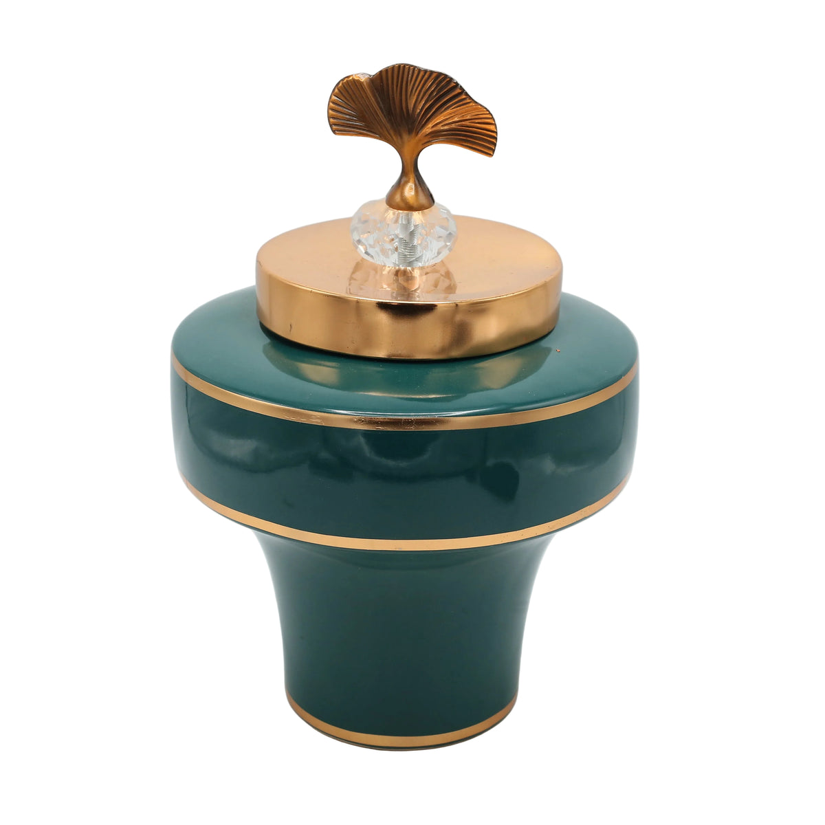 Decorative Jar Green with Golden Lid at Zubaidas Homestore Pakistan