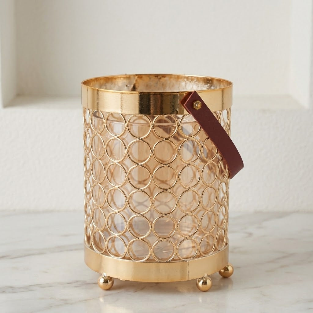 Decorative Mesh Wire Glass Vase with Leather Strap at Zubaidas Homestore Pakistan