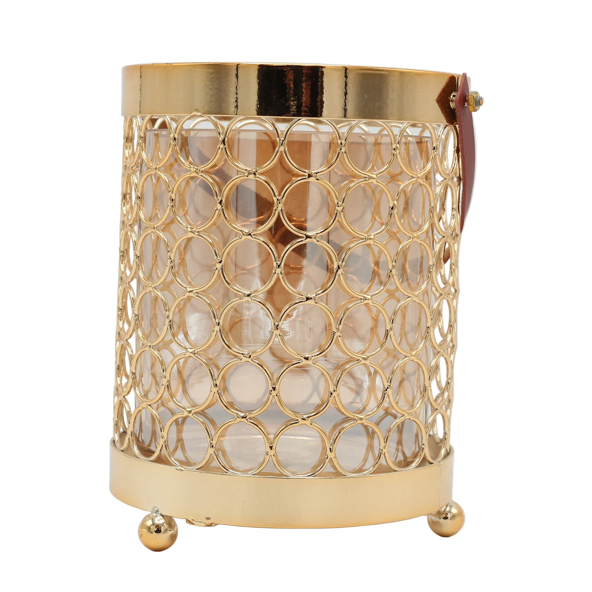 Decorative Mesh Wire Glass Vase with Leather Strap at Zubaidas Homestore Pakistan
