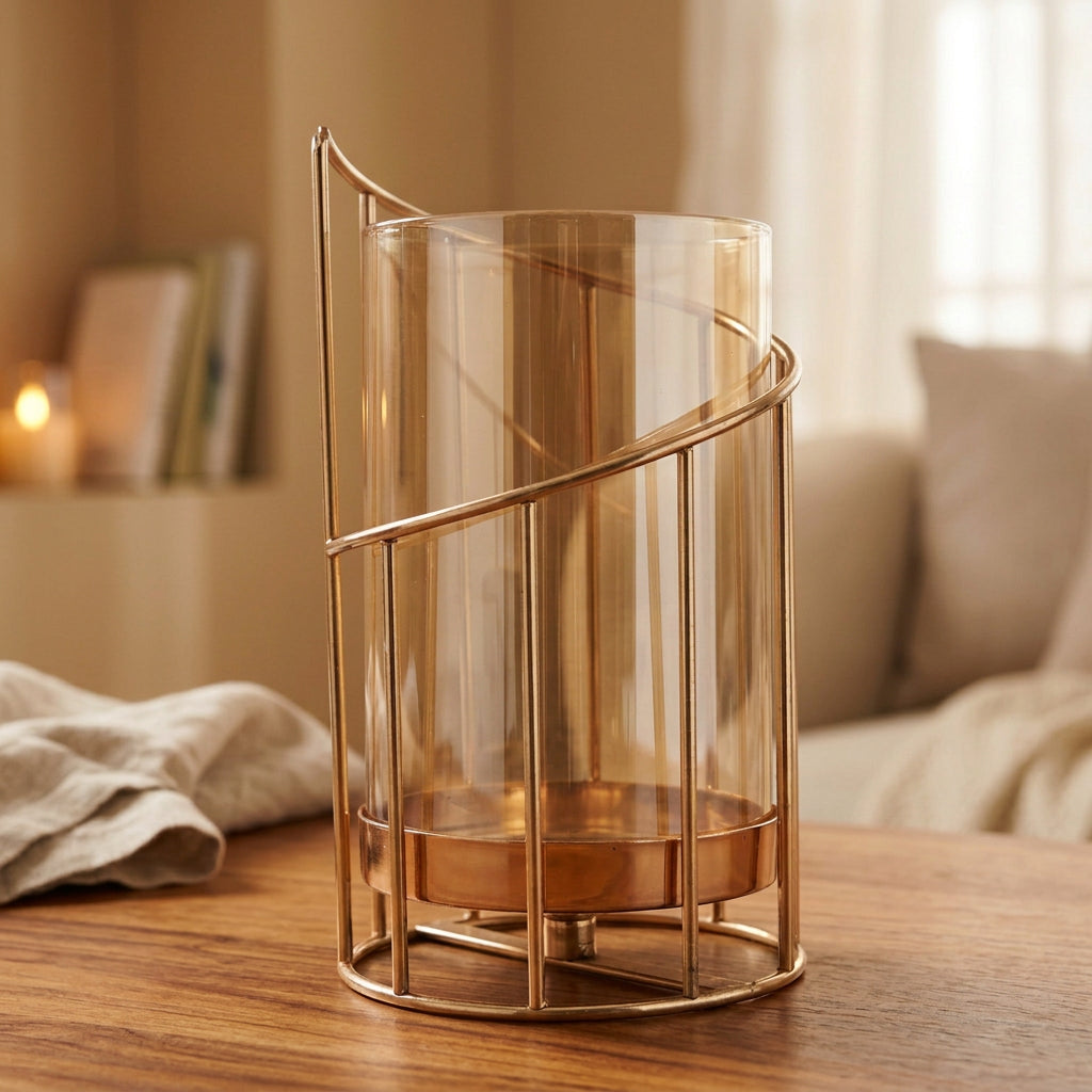 Decorative Pillar Candle Holder Golden at Zubaidas Homestore