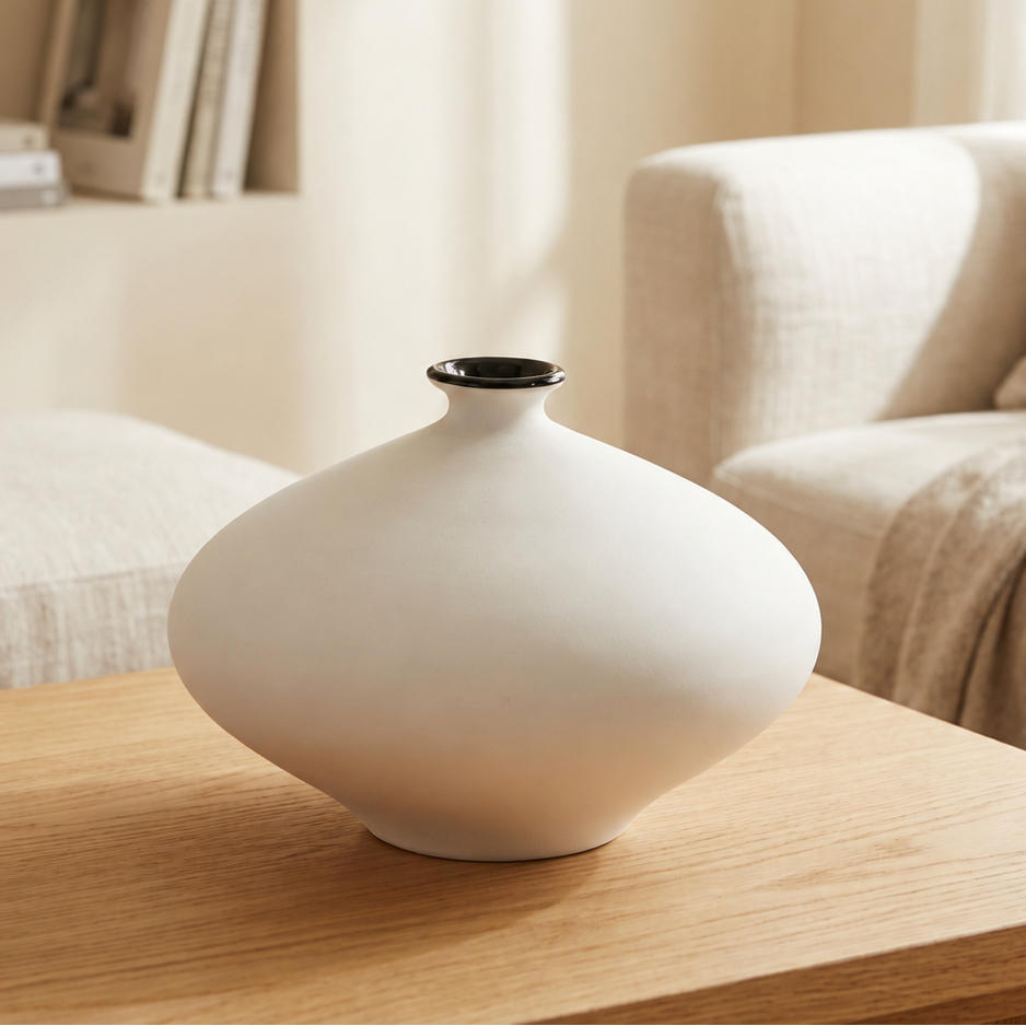 Decorative Porcelain Round Flower Vase at Zubaidas Homestore