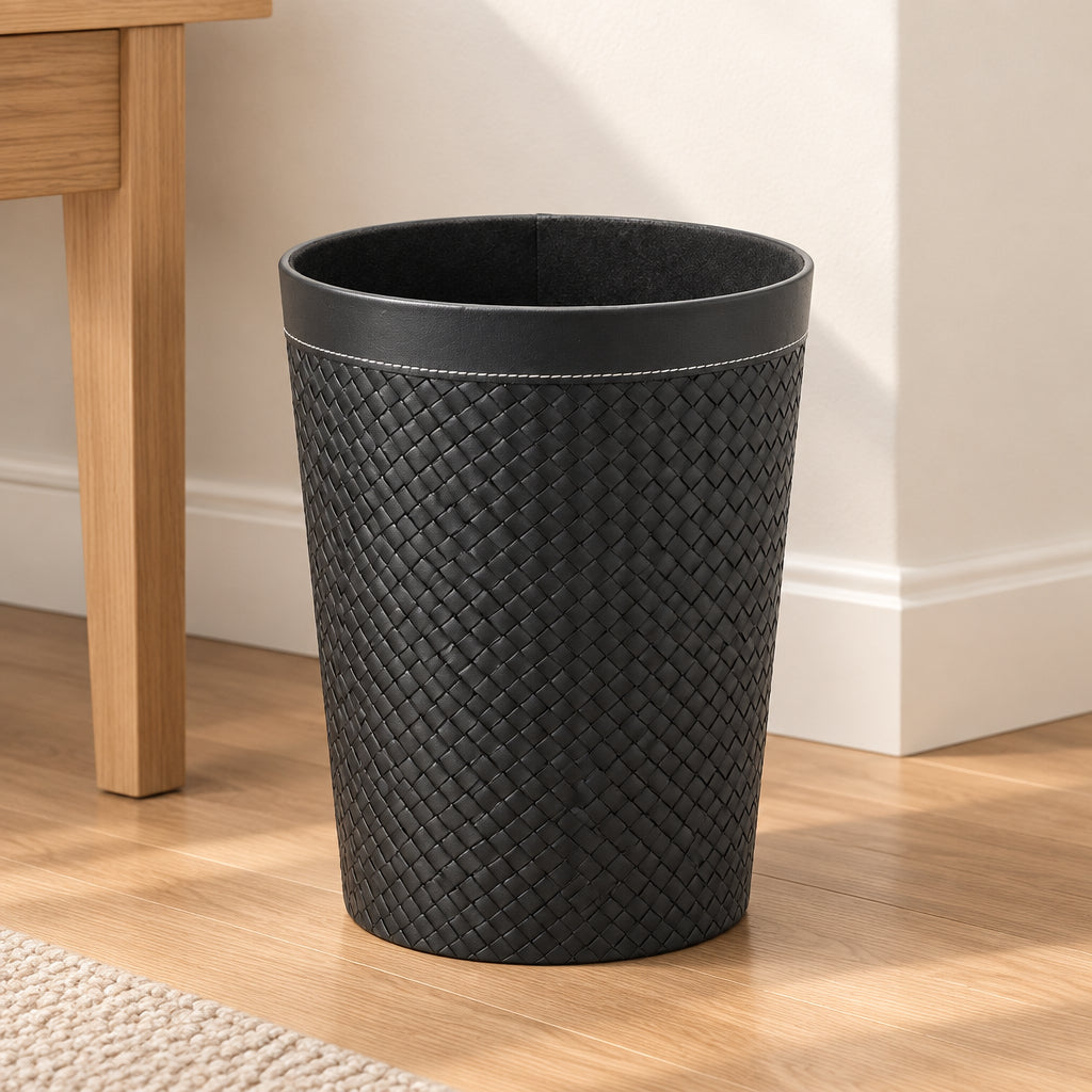 Elegance Faux Leather Dustbin Black at Zubaidas Homestore
