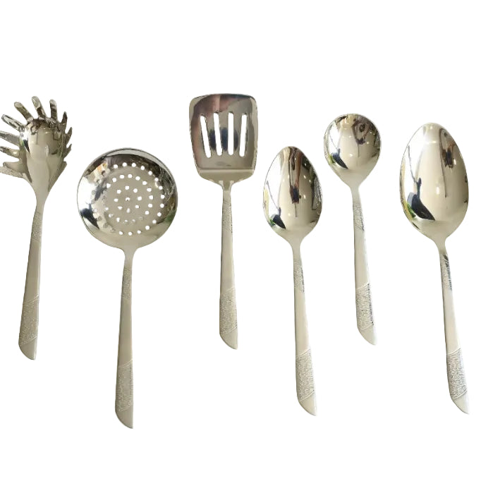 Elegant 6pcs Half Dot Stainless Steel Serving Spoon Set at Zubaidas Homestore Best for Home Shopping