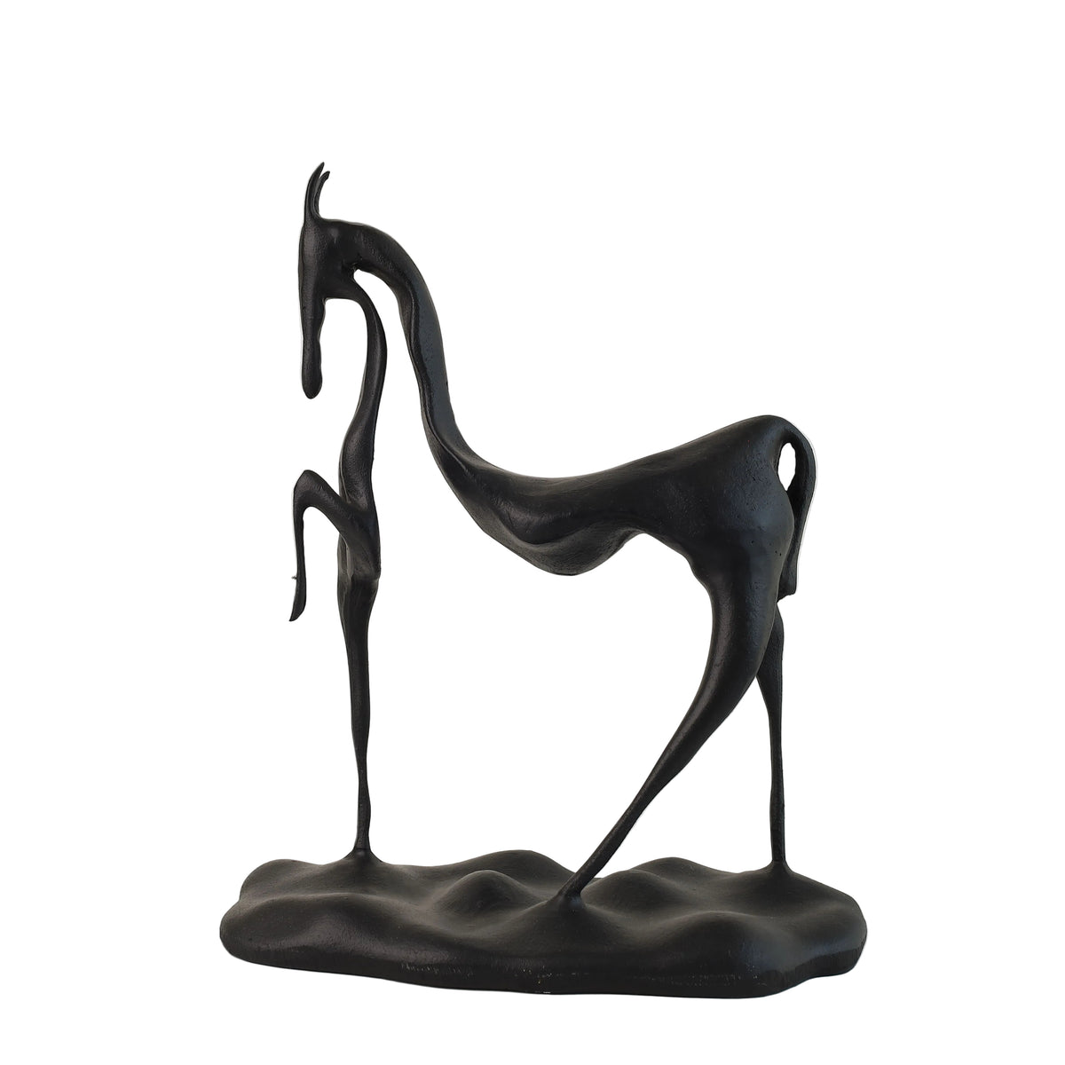 Elongated Black Metal Horse Sculpture at Zubaidas Homestore Pakistan