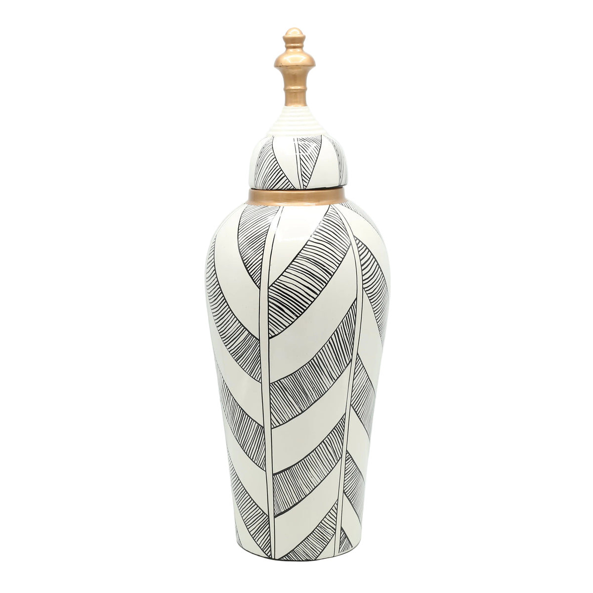 Feather Pattern Ceramic Decorative Jar at Zubaidas Homestore - House of Largest Collection Of Decor In Pakistan