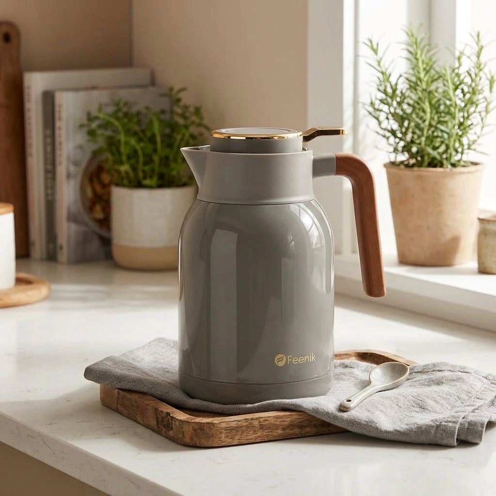 Feenik Insulated Thermos 1.5 liters with Wood Handle at Zubaidas Homestore Pakistan
