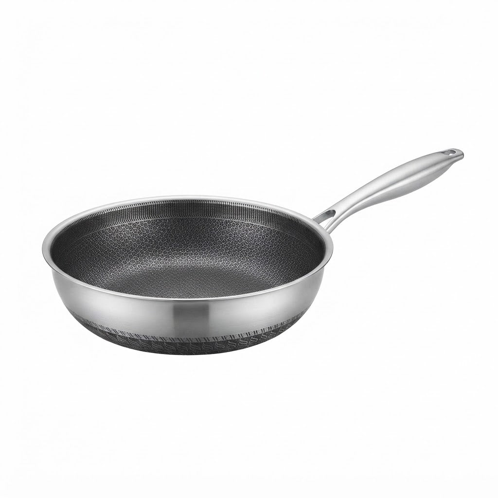 Flanek Stainless Steel Honeycomb Pattern Deep Fry Pan 26cm at Zubaidas Homestore. Most Trusted Homestore in Pakistan