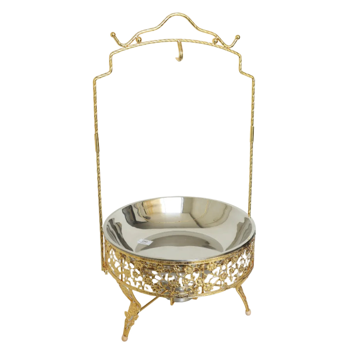 Gold Hanging Buffet Server with Dome Lid and Stand at Zubaidas Online Pakistan