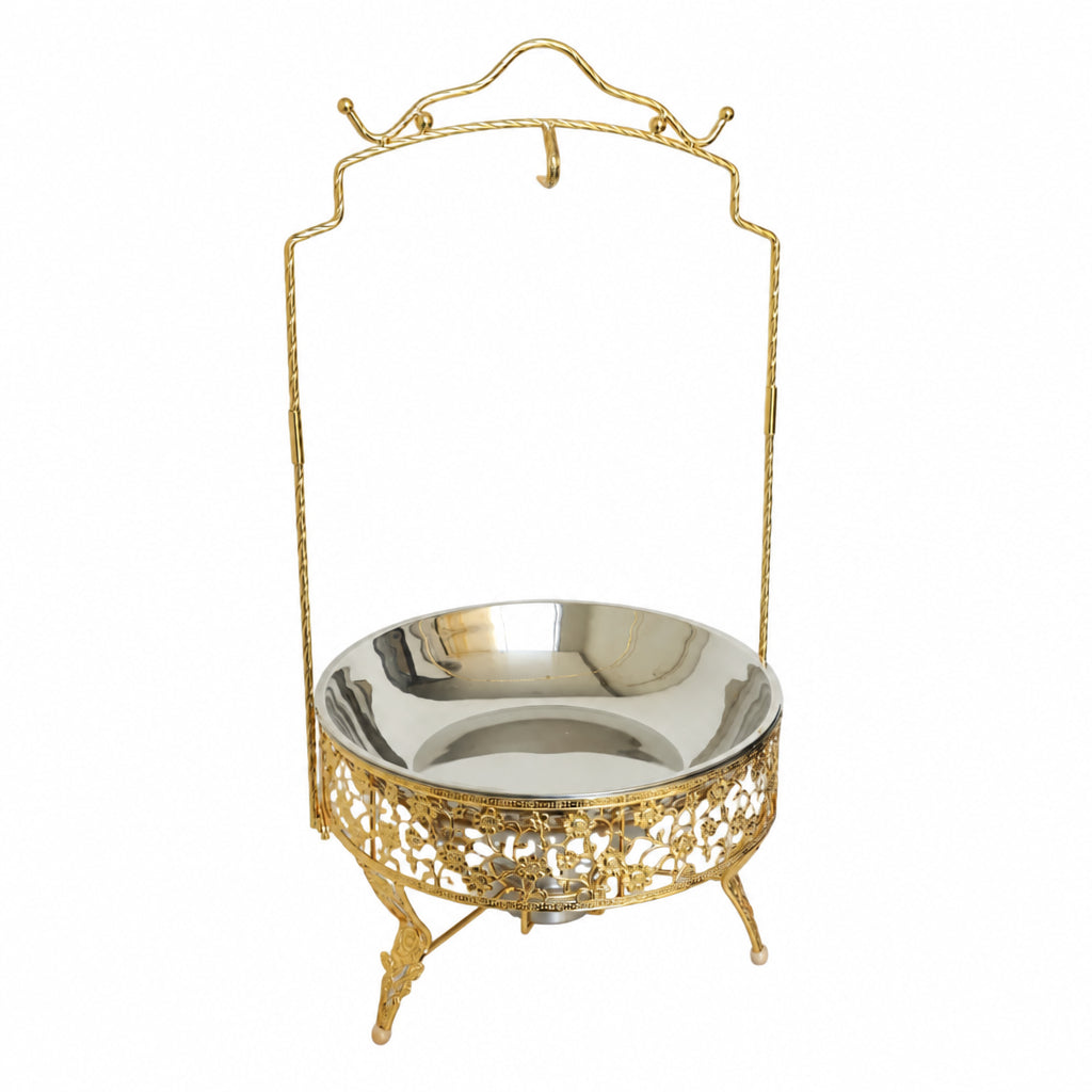 Gold Hanging Buffet Server with Dome Lid and Stand at Zubaidas Online Pakistan