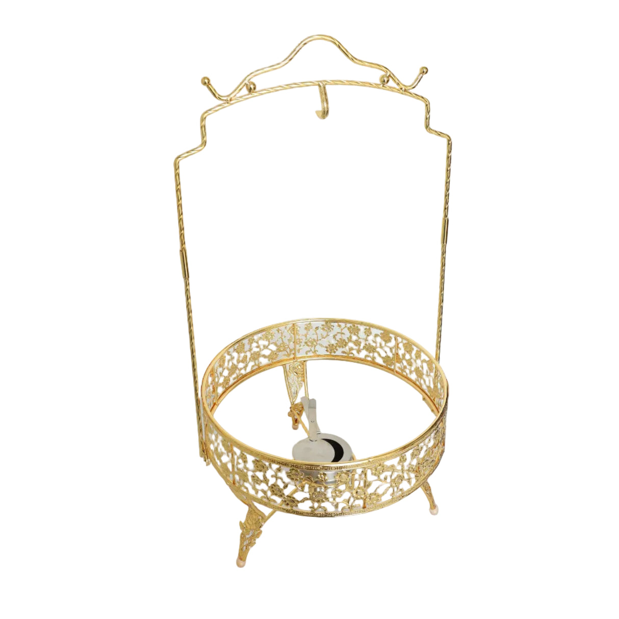 Gold Hanging Buffet Server with Dome Lid and Stand at Zubaidas No#1 Homestore in Pakistan