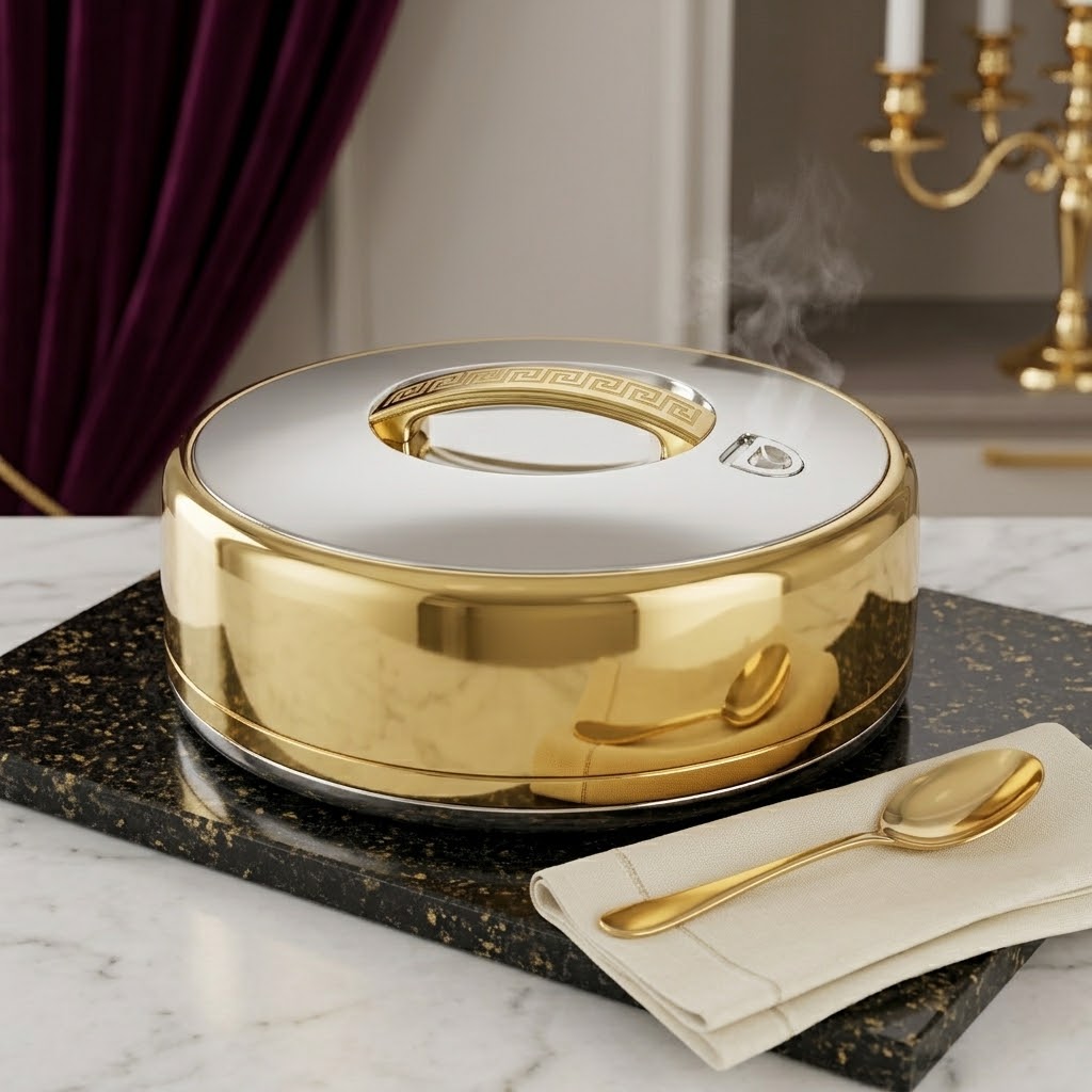 Golden Fire Oval Gold Silver Hotpot 5 Liter at Zubaidas Homestore Pakistan
