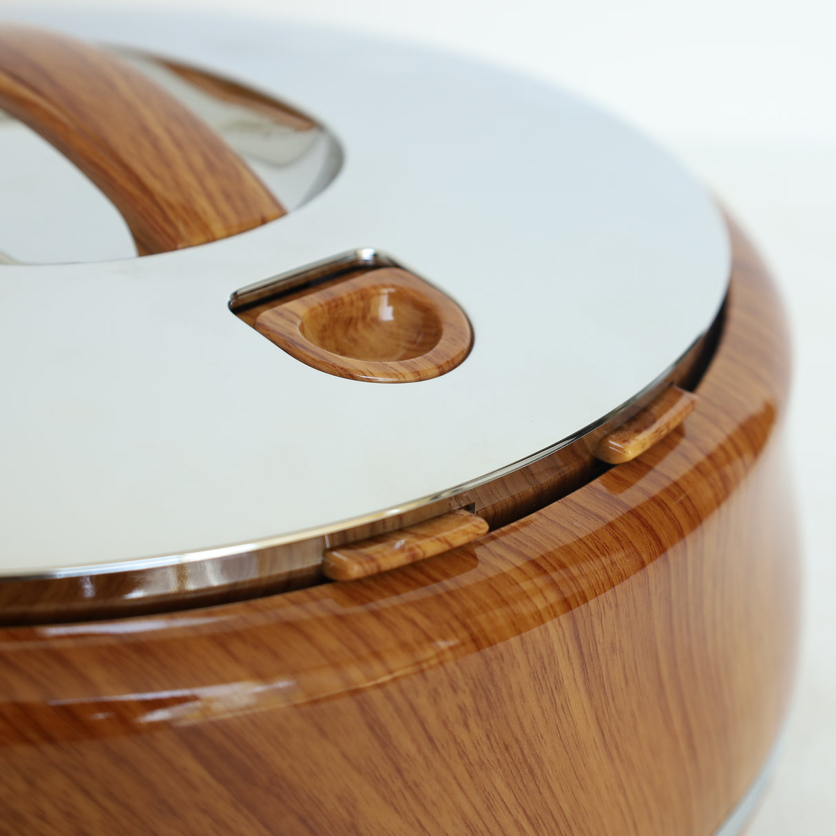 Golden Fire Oval Insulated Wood and Silver Hotpot 4LTR at Zubaidas No#1 Homestore in Pakistan