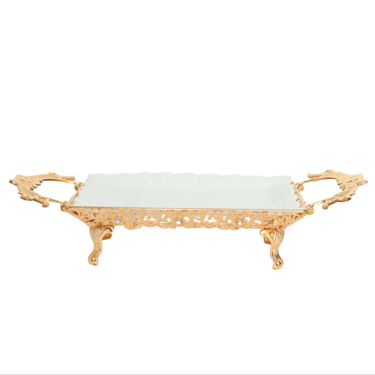 Goldluxa Rectangular Serving Tray Golden at Zubaidas Homestore Pakistan